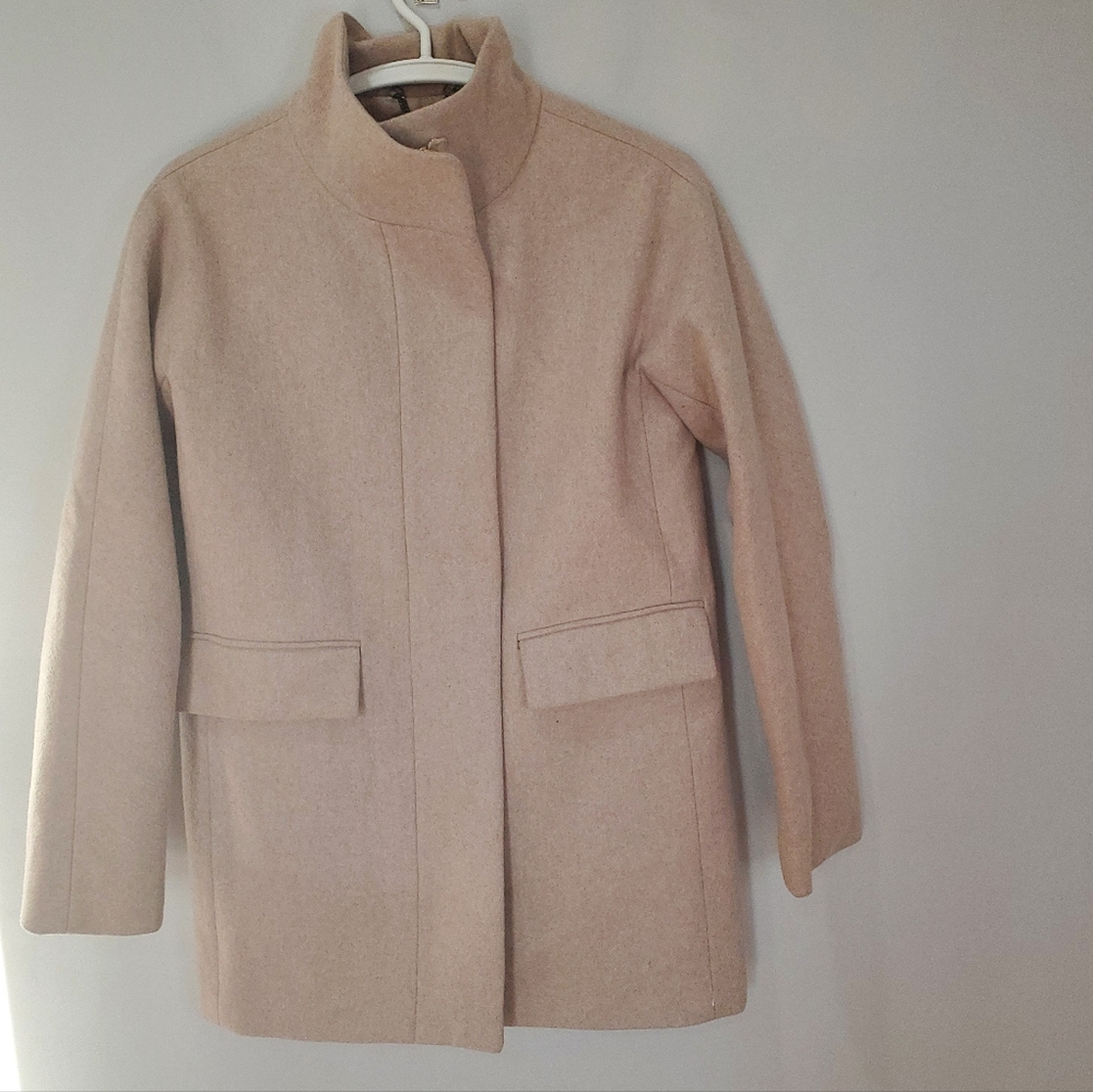 J. Crew Wool Blend Tan City Coat Size 2 Academia Style - Picture 5 of 15